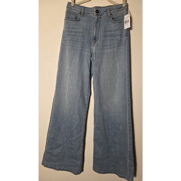 Edyson Valentino Wide Leg Jeans Womens 30 High Rise Light Wash Stretch NWT - Picture 2 of 12